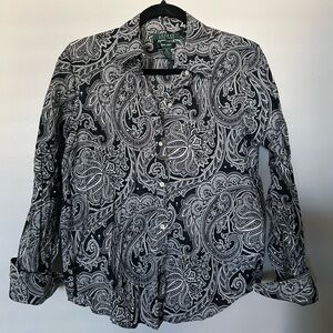 Ralph Lauren Black and White Paisley Shirt
